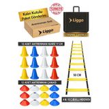 Liggo Spor Eğitim Antrenman Seti 12 Adet Huni 12 Adet Çanak 4m Merdiven Kutulu Çantalı Set