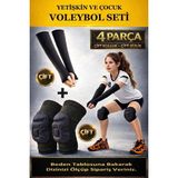 Liggo Yetişkin ve Çocuk Voleybol Dizliği Voleybol Kolluğu 2li Set 1 Çift Dizlik 1 Çift Kolluk 4 Prç. - Siyah - 8 - 10 Yaş