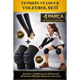 Liggo Yetişkin ve Çocuk Voleybol Dizliği Voleybol Kolluğu 2li Set 1 Çift Dizlik 1 Çift Kolluk 4 Prç. - Siyah - XS