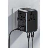 Light Nova 25W Evrensel Seyahat Şarj Adaptörü Fiş Priz Dönüştürücü /1xusb /2xtype-C /1xac - Siyah - Renk