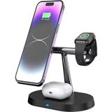 Light Nova 3in1 Magsafe Uyumlu 15W Kablosuz Şarj Standı iphone Telefon, Apple Watch Saatler, Kulaklık - Siyah