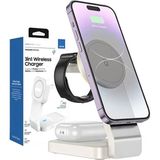 Light Nova 3in1 Magsafe Uyumlu 15W Kablosuz Şarj Standı iphone ve Apple Watch Uyumlu Şarj Istasyonu - Beyaz