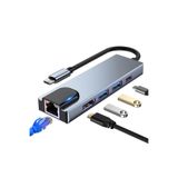 Light Nova 5in1 Type C to 4K HDMI Çevirici 2xUSB 3.0 Çoklayıcı 100W PD RJ45 Ethernet HUB Dönüştürücü