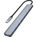 Light Nova 7in1 Type-C to USB Çoklayıcı 7 Port USB3.0 HUB Power Güç Destekli 5Gbps High Speed