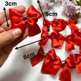 Light of Love 25 Adet Taş Detaylı Kırmızı Saten Kurdele Hazır Fiyonk Çeyiz Kına Doğum Günü Süsleme Kurdelesi ( 3cm) - KIRMIZI