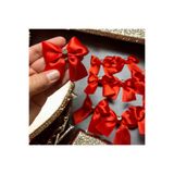 Light of Love 25 Adet Taş Detaylı Kırmızı Saten Kurdele Hazır Fiyonk Çeyiz Kına Doğum Günü Süsleme Kurdelesi ( 3cm)