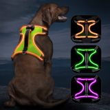 Light Up Köpek Koşum Çekme Yok LED Köpek Koşum Kolu Vizbrite Şarj Edilebilir Işıklı Köpek Yelek Koşum Küçük/Orta/Büyük/X-Large Boy Köpekler için Çekme Yok, 4 Nokta Ayarlanabilir Köpek Koşum
