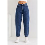 Lighter Jeans Kadın Mavi Yüksek Bel Mom Jeans Boyfriend Kesim Denim Jean Pantolon