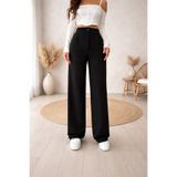 Lighter Jeans Kadın Yüksek Bel Bol Paça Siyah Kumaş Pantolon Palazzo Wide Leg