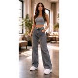 Lighter Jeans Likralı Kadın Füme Kar Süper Yüksek Bel Salaş Paça Denim Salaş Palazzo Pantolon