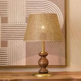 Lighting Fiona Ahşap Abajur - Ceviz Ayak / Kahverengi Başlık - 40 Cm