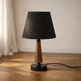Lighting Metal Ayaklı Ahşap Abajur - Siyah