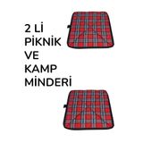 LIGHTINGHM 2 li Katlanır Kamp Matı Piknik Stadyum Minderi Su Geçirmez Taşınabilir Oturma Minderi Kırmızı Ekose 40 x40