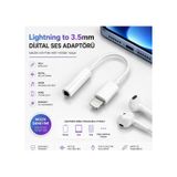 Lightning To 3.5mm Kulaklık Adaptörü Dijital Ses Dönüştürücü Aux Çevirici Müzik Destekli Beyaz