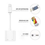 Lightning To 3.5mm & Lightning Dönüştürücü | Çift Çıkış Adaptörü | Yüksek Ses Kalitesi ve Hızlı Şarj | Kulaklık Desteği | Şık ve Dayanıklı Tasarım - 0 - Siyah - Option-1
