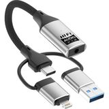 Lightning Type-C USB Girişli 3.5mm Hi-Fi Ses Dönüştürücü Adaptör | Dac Çipli Harici Ses Kar