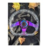 LIGHTNIX Şeffaf Epoksi Momo Direksiyon 35 cm – Kabarcıklı Beyaz, A+ Kalite Spor & Drift Direksiyon Simidi
