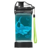 Lightzz Çocuk Su Şişesi 3D Parlayan Köpekbalığı LED Işık - 14 oz Tritan BPA içermez - Yaratıcı İdeal Seyahat Kupası Çene Hediyesi Okul Çocuk Erkek Çocuk Tatil Kamp Piknik için