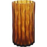 Ligne Roset Ribbed Amber Turuncu Cam Büyük Boy Vazo - Standart
