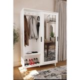 Lignosar Liminal Aynalı Vestiyer – 8 Raflı, Sürgü Kapaklı Portmanto & Askılık, Beyaz