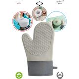 Liground 1 Adet %100 Silikon Yanmaz Yapışmaz Silikon Fırın Eldiveni Mutfak Eldiveni Isıya Dayanıklı Eldiven - 18 x 27 cm - Gri