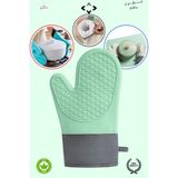 Liground 1 Adet %100 Silikon Yanmaz Yapışmaz Silikon Fırın Eldiveni Mutfak Eldiveni Isıya Dayanıklı Eldiven - 18 x 27 cm - Yeşil