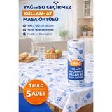 LİGROUND 1 Rulo Kullan-At Masa Örtüsü 5 Adet 6 Metre Yağ ve Su Geçirmez Piknik Kamp Ev&Çocuk Masa Örtüsü