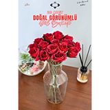 LİGROUND 20 Pcs Doğal Görünümlü Yapay Gül Buketi 20 Adet Ev Dekorasyon Çiçeği Gül Demeti Kırmızı