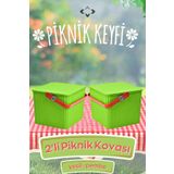 LİGROUND 2'li Piknik Kovası 2 adet Piknik Sepeti Piknik Kovası Piknik Seti Piknik Çantası Kare Yuvarlak
