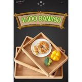 LİGROUND 3’lü Bambu Sunum Tepsisi %100 Bambu Dekoratif Sunum Tepsisi Dikdörtgen Tepsi Kahvaltı Tepsisi Bej