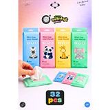 LİGROUND 4x8 32 Paket Mini Islak Mendil Cep Mendili Çocuk ve Okul Çantası İçin Taşınabilir Hijyenik Mendil