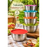 LİGROUND 5 PCS Vakumlu Paslanmaz Çelik Kamp Piknik Saklama Kabı Seti, Plaj Kamp Piknik Kabı Piknik Sepeti İçin 5 Boy