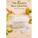 LİGROUND 64 Bölmeli Kapaklı Buzluk Buz Kalıbı Kürekli Buz Kabı Hazneli Saklama Kutusu Seti