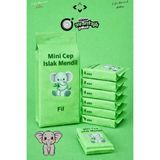 Liground 8 Mini Paket Yeşil Islak Mendil Kokusuz Cep Mendili Çocuk ve Okul Çantası Için Taşınabilir Hijyenik