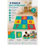 LİGROUND 9 Parça EVA Sayı Oyun Matı 1-9 Rakamlı 33x33cm İnce Puzzle Yer Matı Eğitici Renkli Çocuk Oyun Halısı