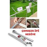 LİGROUND Alüminyum Balkon Küpeşte Çamaşır Askısı Kurutmalık Çamaşır Ipi Hediye Gümüş