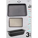 LİGROUND anthracite bakery set Karbon Çelik Fırın Pişirme Seti Mutfak Yemek Ekmek Kek Kalıbı Seti