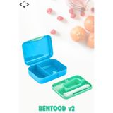 LİGROUND Bentood Gri &mavi 2 Katlı 5 Bölmeli Kilitli Kapaklı Çok Amaçlı Beslenme Çantası Yemek Saklama Kabı