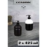 LİGROUND Ceramic 2 Adet Seramik 425 Ml Sıvı Sabunluk 2'li Banyo Sabunluk Seti Banyo Seti
