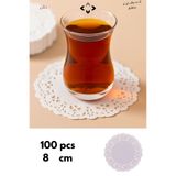 LİGROUND Dantel Desenli Çay Bardağı Kağıt Altlık 100 ADET Hijyenik Servis Örtüsü Masa Örtüsü Çay Tabağı Örtü