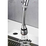 LİGROUND Flexible 360 Esnek Spiral Hortumlu Batarya Ucu Başlığı 2 Farklı Mod Fonksiyonlu Musluk Başlığı