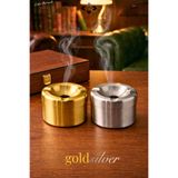 LİGROUND İkili Paslanmaz Çelik Gold&Silver Masaüstü Kapaklı Küllük Kokusuz Metal Araba/Kafe/Ofis Küllüğü