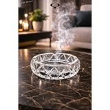 LİGROUND Kristal Bombeli Cam Küllük | Premium Ağır Cam | Şık ve Modern Masaüstü Küllük Şeffaf
