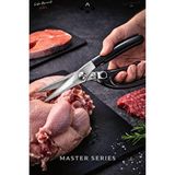 LİGROUND Master Series Paslanmaz Çelik Mutfak Makası Tavuk Makası Et Balık Kesici Profesyonel Makas Siyah
