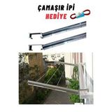 LİGROUND Paslanmaz %100 Alüminyum Kare Balkon Küpeşte Cam Balkon Askısı Çamaşır Kurutmalık 6x2,5 Cm Gümüş