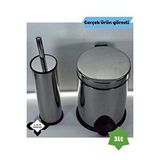 LİGROUND Paslanmaz Krom Akıllı Klozet Fırçası ve 3lt Pedallı Çöp Kovası Set