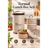 LİGROUND Termal Çantalı 3’lü Paslanmaz Çelik İç Hazneli Bento Yemek Kabı Lunch Box Sefer Tası Seti