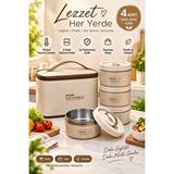 LİGROUND Termal Çantalı 4’lü Paslanmaz Çelik İç Hazneli Yemek Saklama Kabı Bento Lunch Box Seti Yeşil