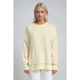 Lijuri Bisiklet Yaka Oversize Çizgili Triko Kazak 1419 - Sarı