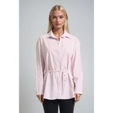 Lijuri Çizgili Bel Bağlamalı Tunik Gömlek 3496 - S - Pembe